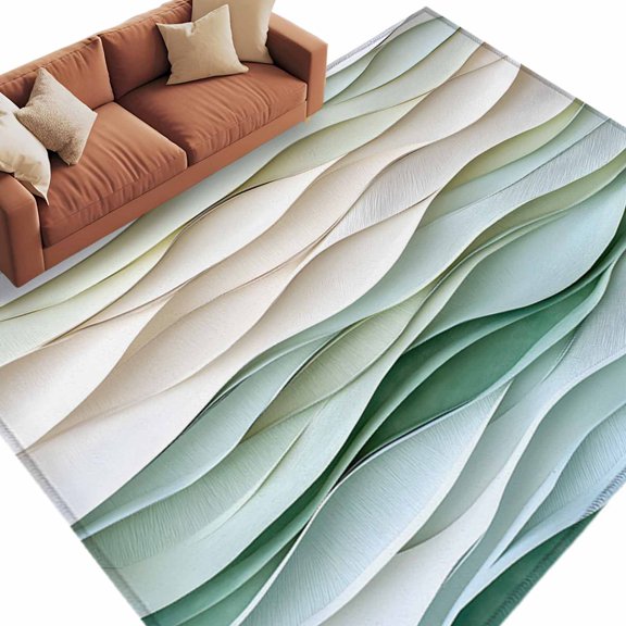 Area Rug 60×96in, Classical Abstract Waves Texture Floor Carpet Living Room Rug, Watercolor Wavy Seamless Non-Slip Welcome Mat Indoor Rugs for Bedroom Dining Room