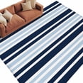 thumbnail image 1 of Area Rug 60×96in, Dark Light Blue Geometric Stripe Floor Carpet Living Room Rug, Modern Minimalist Lines Non-Slip Welcome Mat Indoor Rugs for Bedroom Dining Room, 1 of 9