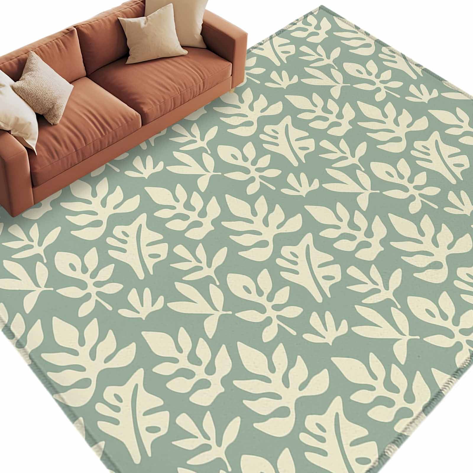Area Rug 60×96in, Farm Leaves Abstract Style Floor Carpet Living Room ...