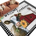 thumbnail image 1 of Area Rug 60×96in, Farm Sunflower Cow Floor Carpet Living Room Rug, Retro Wooden Barn Lattice Edge Non-Slip Welcome Mat Indoor Rugs for Bedroom Dining Room, 1 of 9