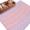 thumbnail image 1 of Area Rug 60×96in, Gradient Pink Purple Waves Floor Carpet Living Room Rug, Summer Ocean Wavy Non-Slip Welcome Mat Indoor Rugs for Bedroom Dining Room, 1 of 9