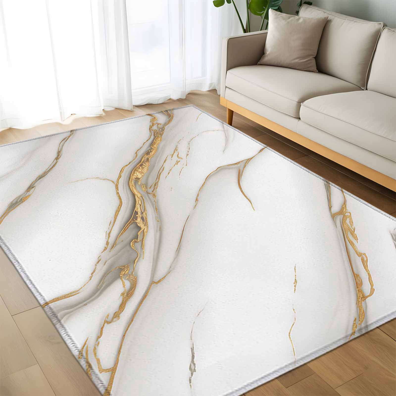 Area Rug 60×96in, Gray Gradient Marble Abstract Art Floor Carpet Living ...