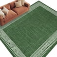 thumbnail image 1 of Area Rug 60×96in, Green White Geometric Texture Floor Carpet Living Room Rug, Farmhouse Ethnic Linen Style Non-Slip Welcome Mat Indoor Rugs for Bedroom Dining Room, 1 of 9