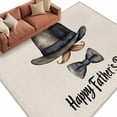 thumbnail image 1 of Area Rug 60×96in, Happy Father's Day Bow Tie Hat Floor Carpet Living Room Rug, Watercolor Beard on Burlap Non-Slip Welcome Mat Indoor Rugs for Bedroom Dining Room, 1 of 9