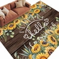 thumbnail image 1 of Area Rug 60×96in, Hello Summer Words Floor Carpet Living Room Rug, Watercolor Farm Sunflowers Non-Slip Welcome Mat Indoor Rugs for Bedroom Dining Room, 1 of 9
