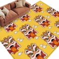 thumbnail image 1 of Area Rug 60×96in, Lunar New Year Chinese Lion Dance Floor Carpet Living Room Rug, Blessing Cloud on Yellow Non-Slip Welcome Mat Indoor Rugs for Bedroom Dining Room, 1 of 9