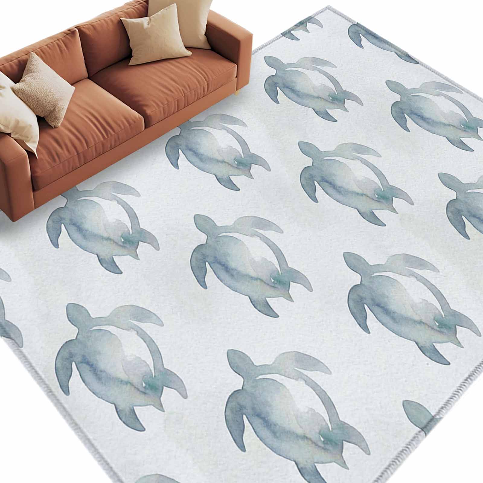 Sea Rug Animal Area Rug 60×96in, Ocean Sea TurtleSeamless Floor Carpet Living Room Rug ...