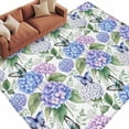 thumbnail image 1 of Area Rug 60×96in, Pastoral Blue Purple Hydrangea Floor Carpet Living Room Rug, Spring Flower Leaf Butterfly Non-Slip Welcome Mat Indoor Rugs for Bedroom Dining Room, 1 of 9