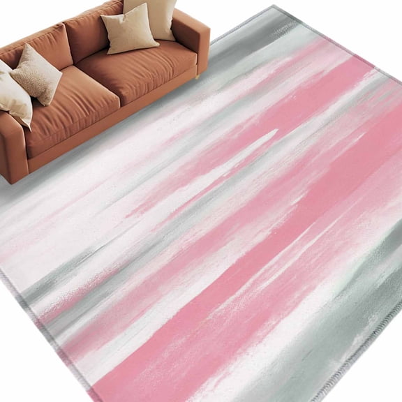 Area Rug 60×96in, Pink Grey Mottled Texture Seamless Floor Carpet Living Room Rug, Gradient Abstract Art Non-Slip Welcome Mat Indoor Rugs for Bedroom Dining Room