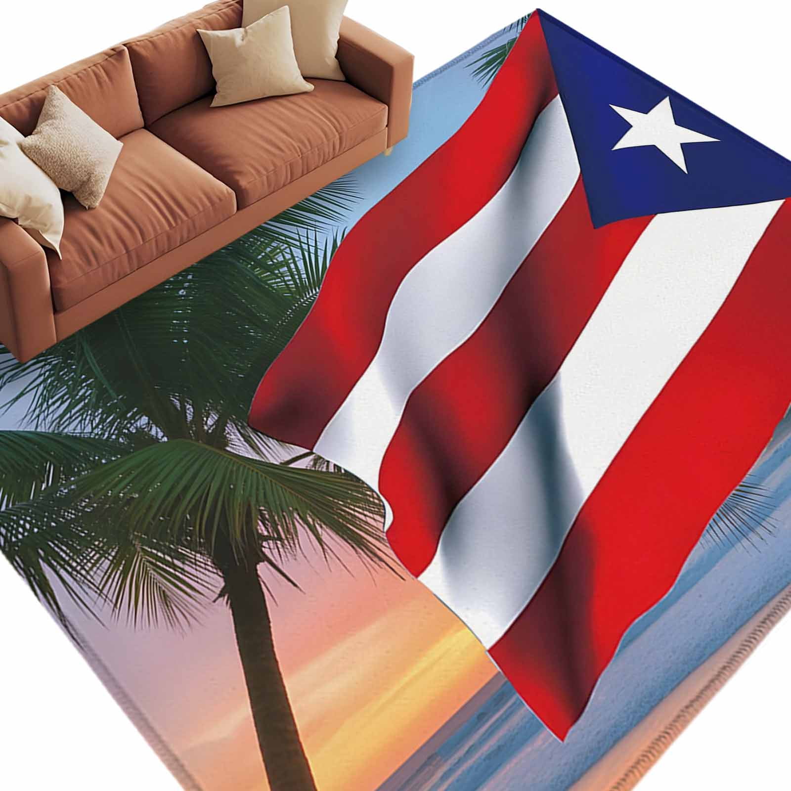 Puerto Rico Rug Area Rug 60×96in, Puerto Rico Flag Star Floor Carpet Living Room Rug ...