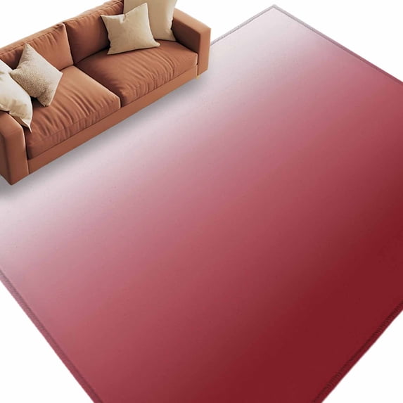 Area Rug 60×96in, Red White Ombre Art Floor Carpet Living Room Rug, Color Gradient Non-Slip Welcome Mat Indoor Rugs for Bedroom Dining Room