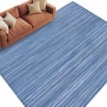 thumbnail image 1 of Area Rug 60×96in, Retro Blue Striped Floor Carpet Living Room Rug, Vintage Turquoise Texture Pattern Non-Slip Welcome Mat Indoor Rugs for Bedroom Dining Room, 1 of 9