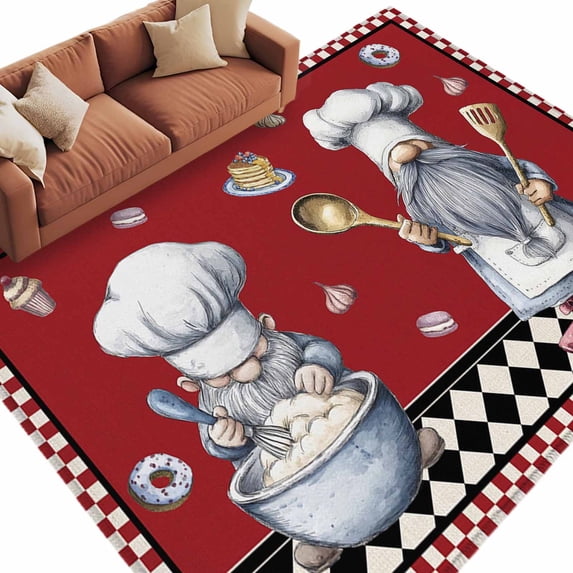 Area Rug 60×96in, Retro Cartoon Dessert Chef Floor Carpet Living Room ...