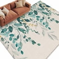 thumbnail image 1 of Area Rug 60×96in, Rustic Watercolor Leaves on Linen Floor Carpet Living Room Rug, Farm Botanical Leaf Non-Slip Welcome Mat Indoor Rugs for Bedroom Dining Room, 1 of 9