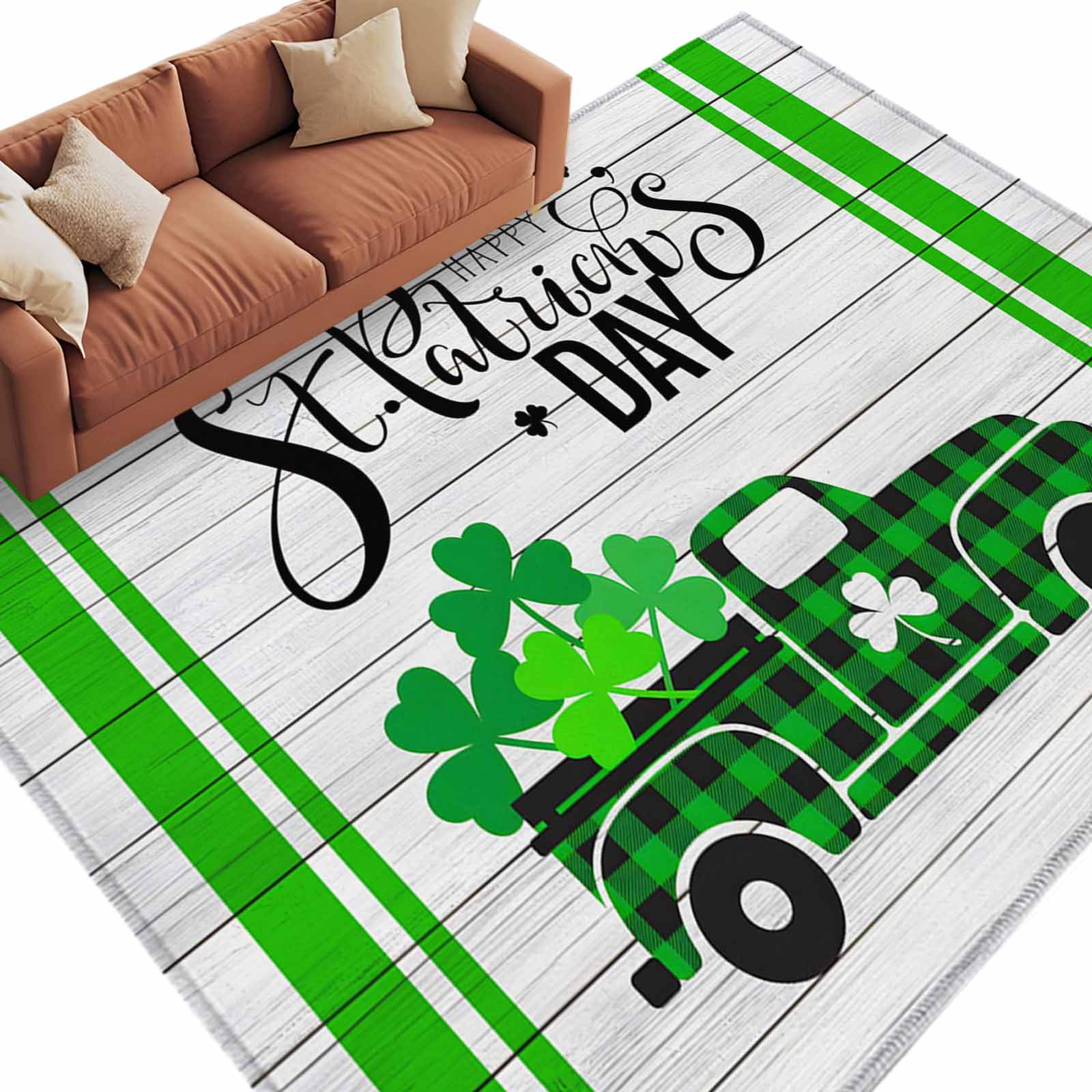 Coins Area Rug Area Rug 60×96in, St. Patrick's Day Green Truck with Gold Coin Floor ...