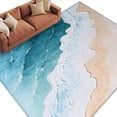 thumbnail image 1 of Area Rug 60×96in, Summer Ombre Blue Wavy Beach Floor Carpet Living Room Rug, Classical Wave Texture Non-Slip Welcome Mat Indoor Rugs for Bedroom Dining Room, 1 of 9