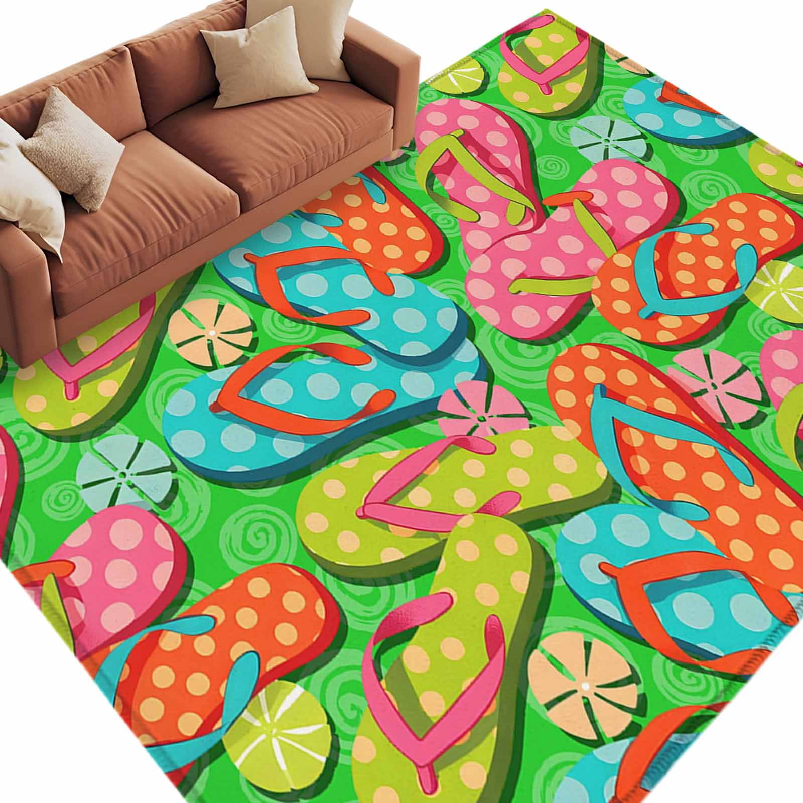 Area Rug 60×96in, Summer Swimming Pool Slippers Floor Carpet Living ...