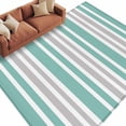 thumbnail image 1 of Area Rug 60×96in, Turquoise Grey Minimalist Stripe Floor Carpet Living Room Rug, Colorful Contrast Line Non-Slip Welcome Mat Indoor Rugs for Bedroom Dining Room, 1 of 9