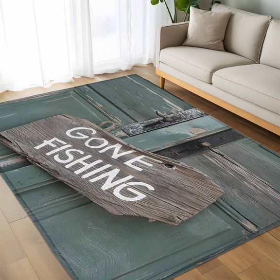 Area Rug 60×96in, Vintage Farmhouse Green Board Floor Carpet Living Room Rug, Funny Quote Seamless Non-Slip Welcome Mat Indoor Rugs for Bedroom Dining Room