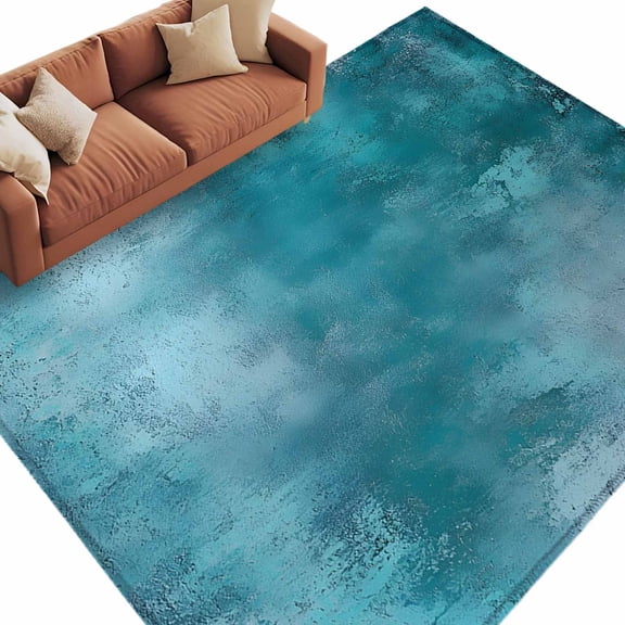 Area Rug 60×96in, Vintage Gradient Teal Texture Floor Carpet Living Room Rug, Modern Graffiti Seamless Non-Slip Welcome Mat Indoor Rugs for Bedroom Dining Room
