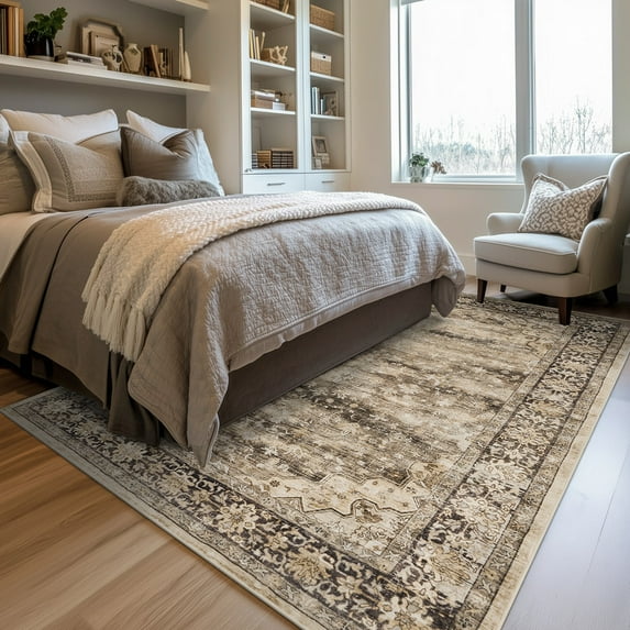 Area Rug 6x9, Machine Washable Rug,Soft Accent Rugs,Non-Slip Non-Shedding Low-Pile Floor Carpet