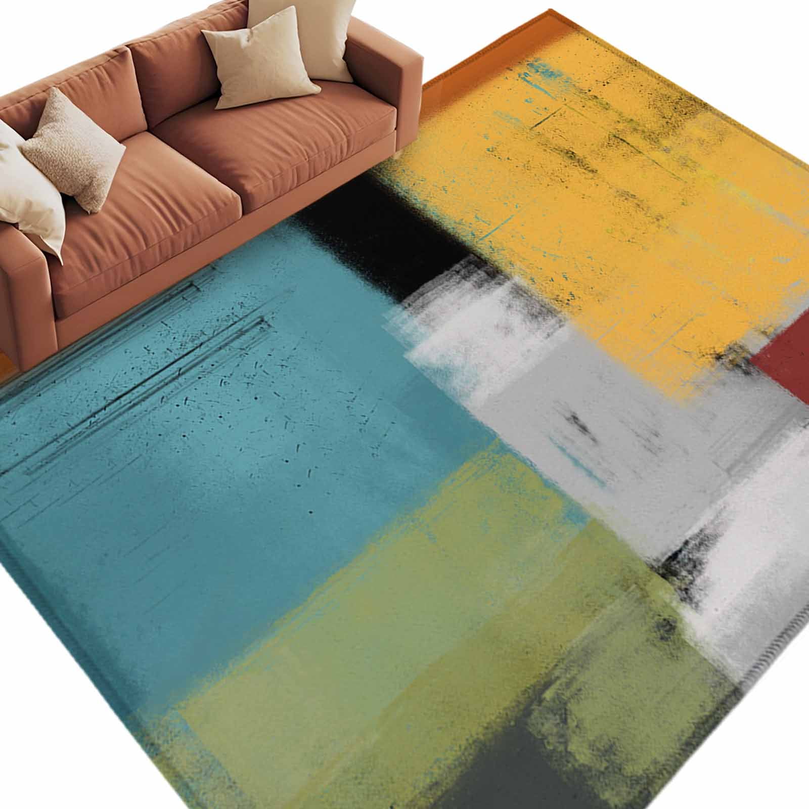 Area Rug 72×108in, Abstract Aesthetic Watercolor Painting Floor Carpet ...