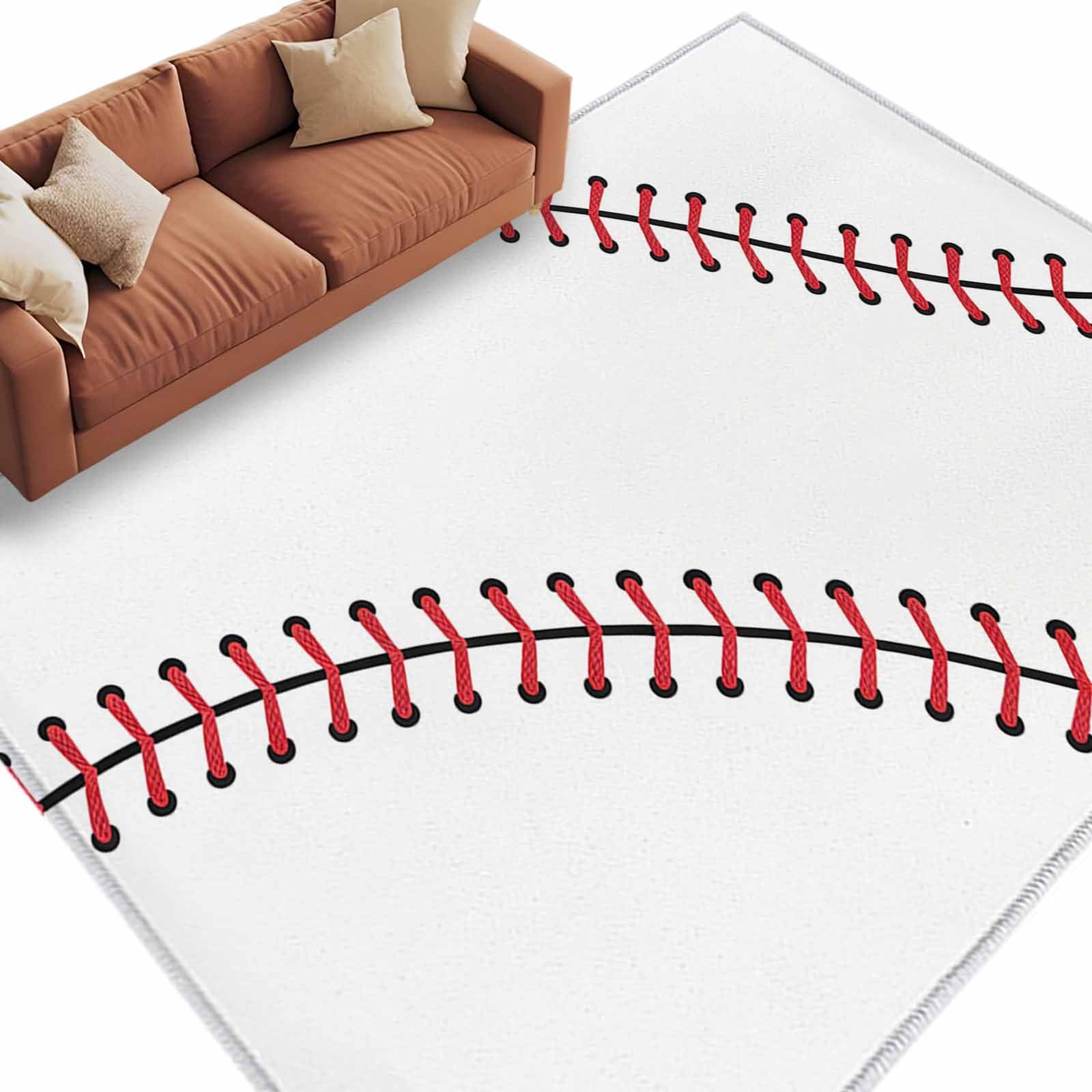 Area Rug 72×108in, Baseball Sports Texture Floor Carpet Living Room Rug ...