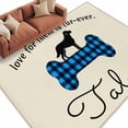 thumbnail image 1 of Area Rug 72×108in, Blue Black Plaid Lattice Bone Cute Dog Floor Carpet Living Room Rug, Retro Linen Non-Slip Welcome Mat Indoor Rugs for Bedroom Dining Room, 1 of 9