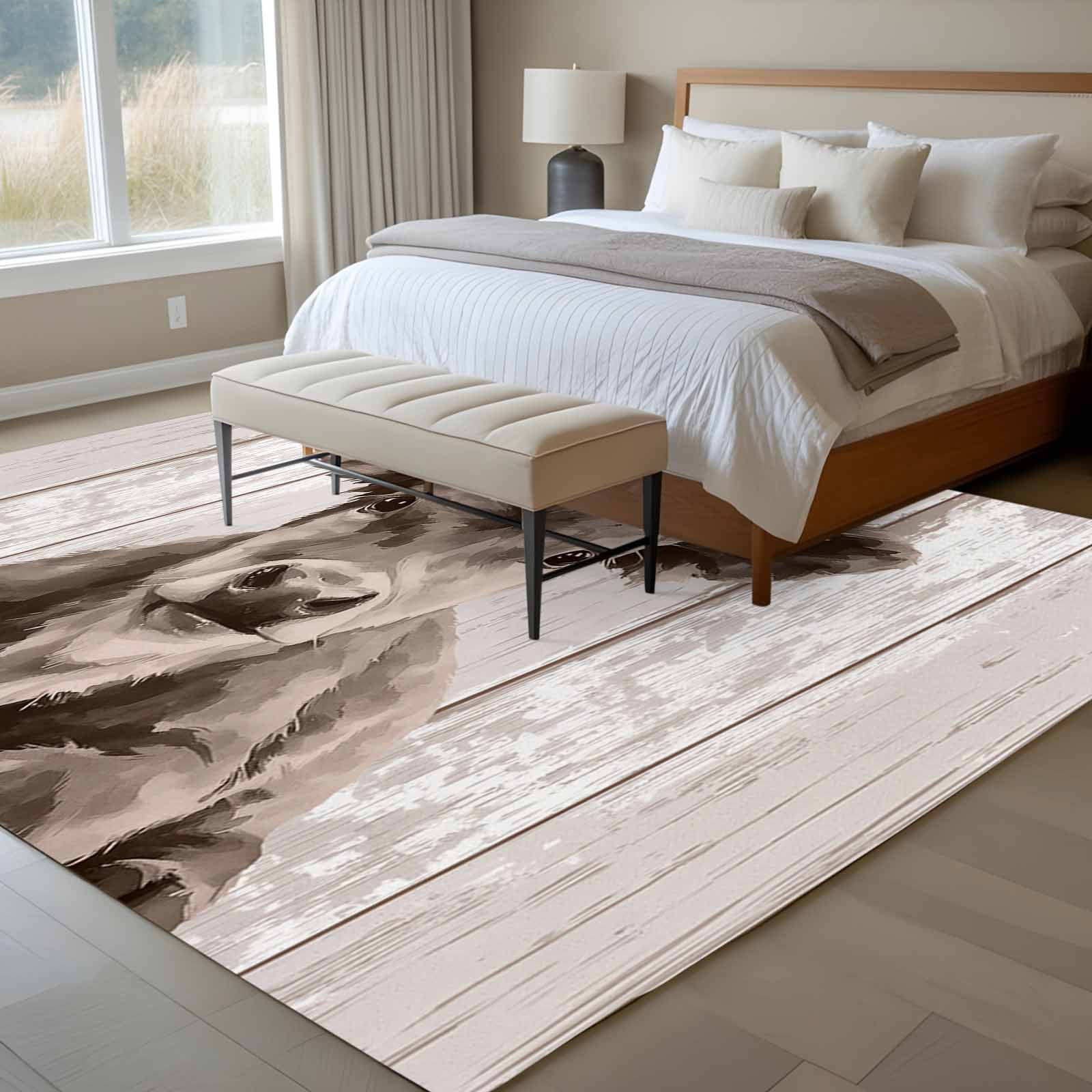Area Rug 72×108in, Farm Grey Cow Floor Carpet Living Room Rug, Pink ...