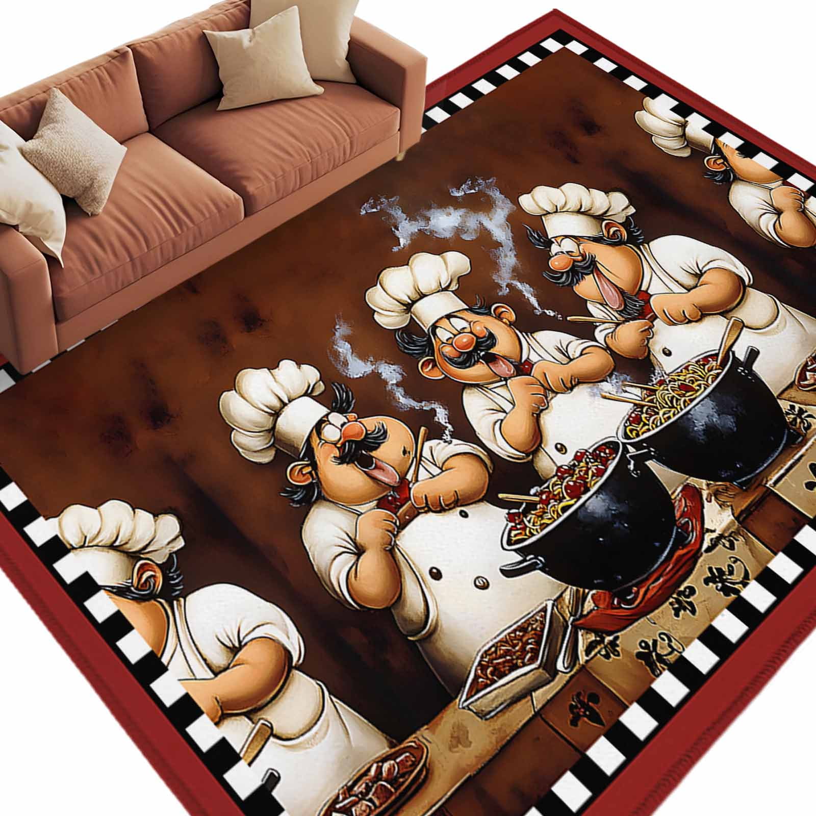 Area Rug 72×108in, Fun Chef Food Kitchen Cooking Floor Carpet Living ...