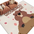 thumbnail image 1 of Area Rug 72×108in, GROUNDHOG DAY Words Floor Carpet Living Room Rug, Cute Marmot Flowers Non-Slip Welcome Mat Indoor Rugs for Bedroom Dining Room, 1 of 9