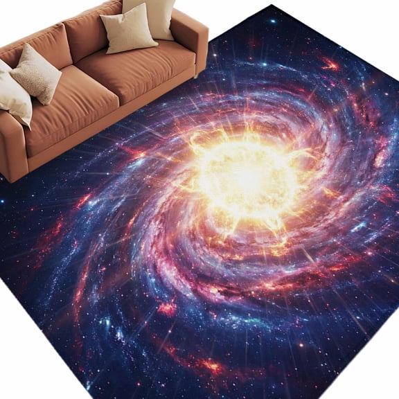 Area Rug 72×108in, Galaxy Planet Theme Floor Carpet Living Room Rug, Moon Outer Space Non-Slip Welcome Mat Indoor Rugs for Bedroom Dining Room
