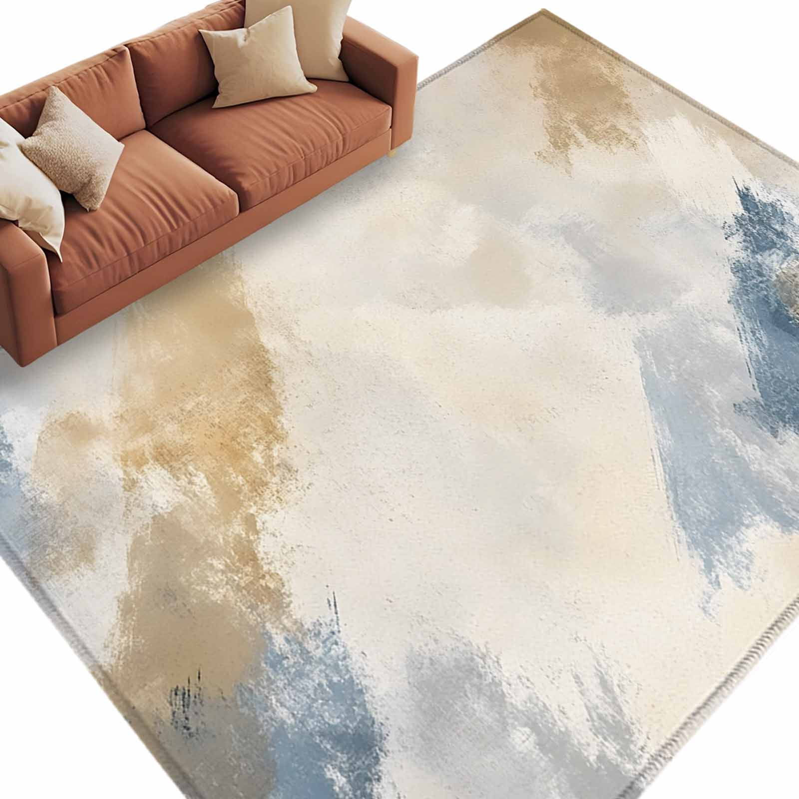 Area Rug 72×108in, Graffiti Style Blue Brown Beige Floor Carpet Living ...