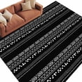 thumbnail image 1 of Area Rug 72×108in, Lines Stripe Diamond Triangle on Black Floor Carpet Living Room Rug, Ethnic Tribal Pattern Non-Slip Welcome Mat Indoor Rugs for Bedroom Dining Room, 1 of 9