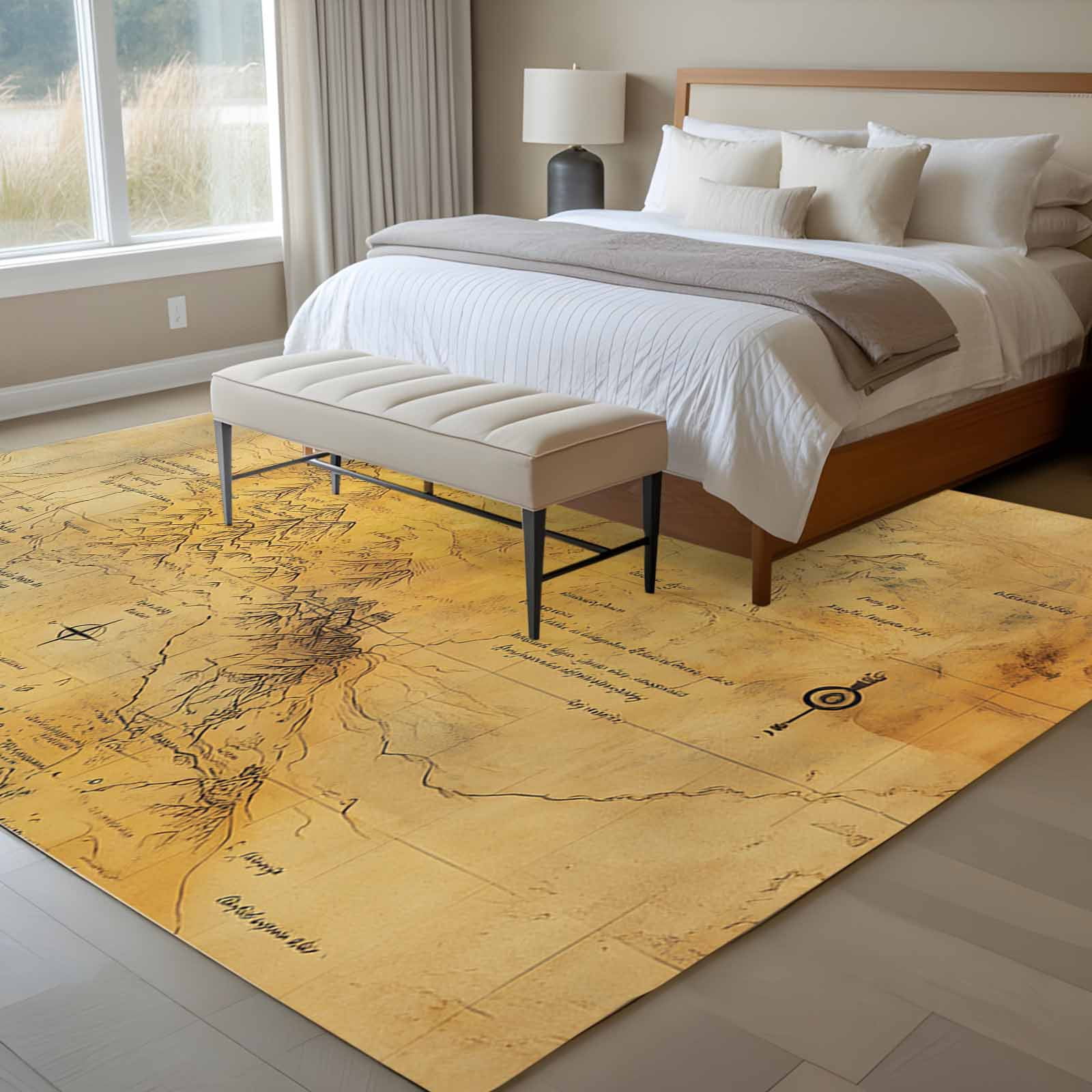 Medieval Area Rug Area Rug 72×108in, Medieval Earth Map on Retro Floor Carpet Living Room ...
