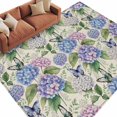 thumbnail image 1 of Area Rug 72×108in, Retro Hydrangea Linen Texture Floor Carpet Living Room Rug, Spring Blue Purple Flower Leaf Non-Slip Welcome Mat Indoor Rugs for Bedroom Dining Room, 1 of 9