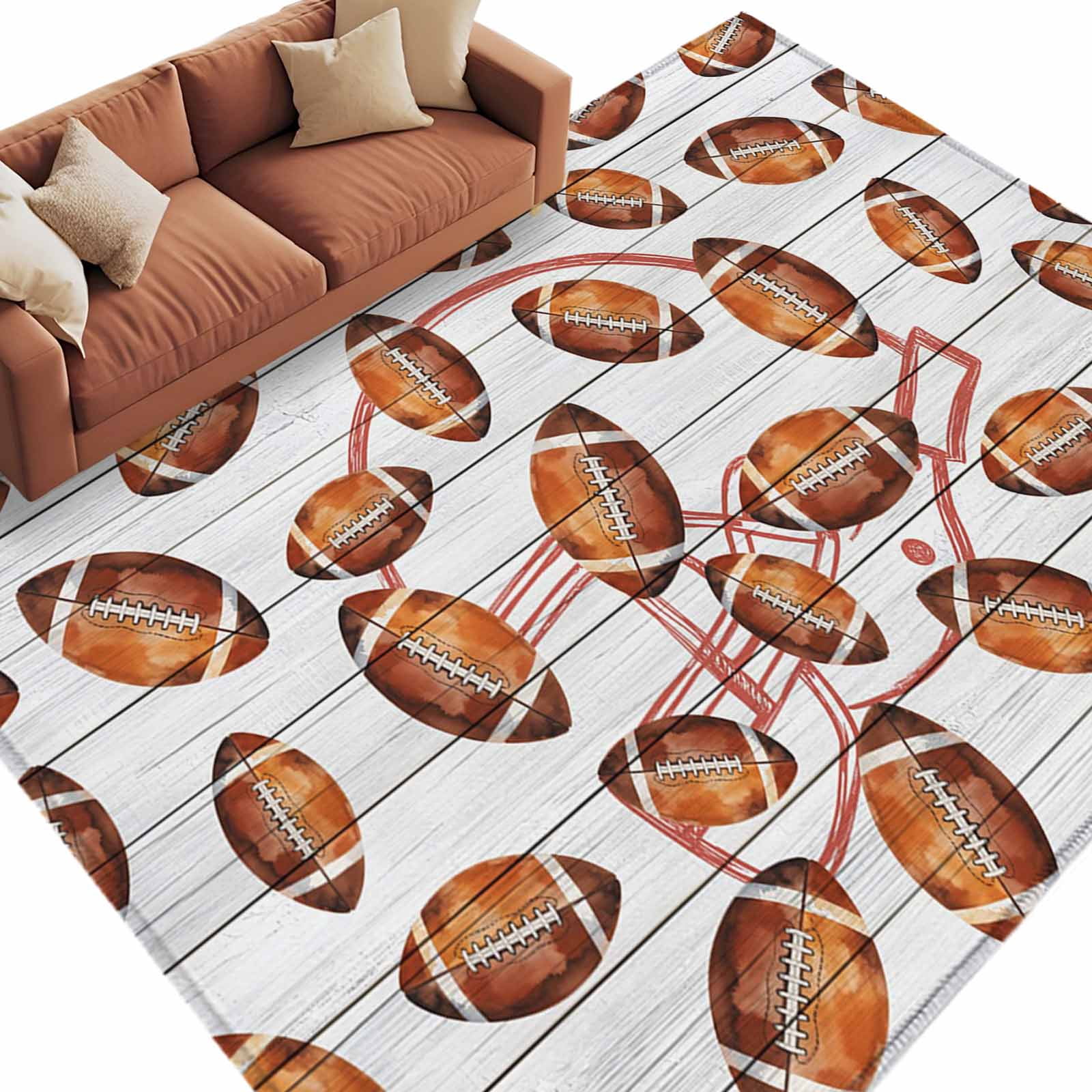 Area Rug 72×108in, Rugby Helmet Buffalo Plaid Floor Carpet Living Room ...