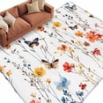 thumbnail image 1 of Area Rug 72×108in, Spring Garden Flower Butterfly Floor Carpet Living Room Rug, Pastoral Floral on White Non-Slip Welcome Mat Indoor Rugs for Bedroom Dining Room, 1 of 9