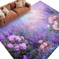 thumbnail image 1 of Area Rug 72×108in, Spring Lavender Flowers Floor Carpet Living Room Rug, Oil Painting Style Art Non-Slip Welcome Mat Indoor Rugs for Bedroom Dining Room, 1 of 9