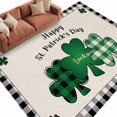 thumbnail image 1 of Area Rug 72×108in, St. Patrick's Day Green Buffalo Shamrocks Floor Carpet Living Room Rug, Black White Plaid Border Non-Slip Welcome Mat Indoor Rugs for Bedroom Dining Room, 1 of 9