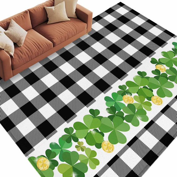 Coins Area Rug Area Rug 72×108in, St. Patrick's Day Lucky Green Gold Coin Floor Carpet ...