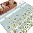 thumbnail image 1 of Area Rug 72×108in, Summer Daisy Green Plant Floor Carpet Living Room Rug, Blooms Flower Blue Stripe Non-Slip Welcome Mat Indoor Rugs for Bedroom Dining Room, 1 of 9