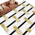 thumbnail image 1 of Area Rug 72×108in, Summer Gold Pineapple Black White Stripes Floor Carpet Living Room Rug, Tropical Fruit Seamless Non-Slip Welcome Mat Indoor Rugs for Bedroom Dining Room, 1 of 9