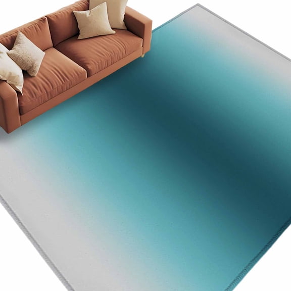 Area Rug 72×108in, Turquoise Gray Gradient Floor Carpet Living Room Rug, Modern Minimalist Art Non-Slip Welcome Mat Indoor Rugs for Bedroom Dining Room