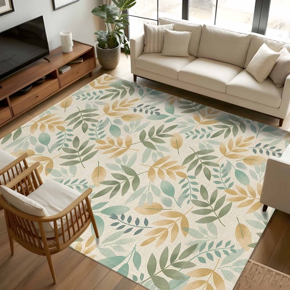 Fresh Rugs Area Rug 72×108in, Vintage Farm Plant Leaves Floor Carpet Living Room ...