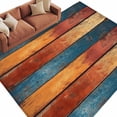 thumbnail image 1 of Area Rug 72×108in, Vintage Orange Blue Wood Board Floor Carpet Living Room Rug, Retro Gradient Wood Grain Non-Slip Welcome Mat Indoor Rugs for Bedroom Dining Room, 1 of 9