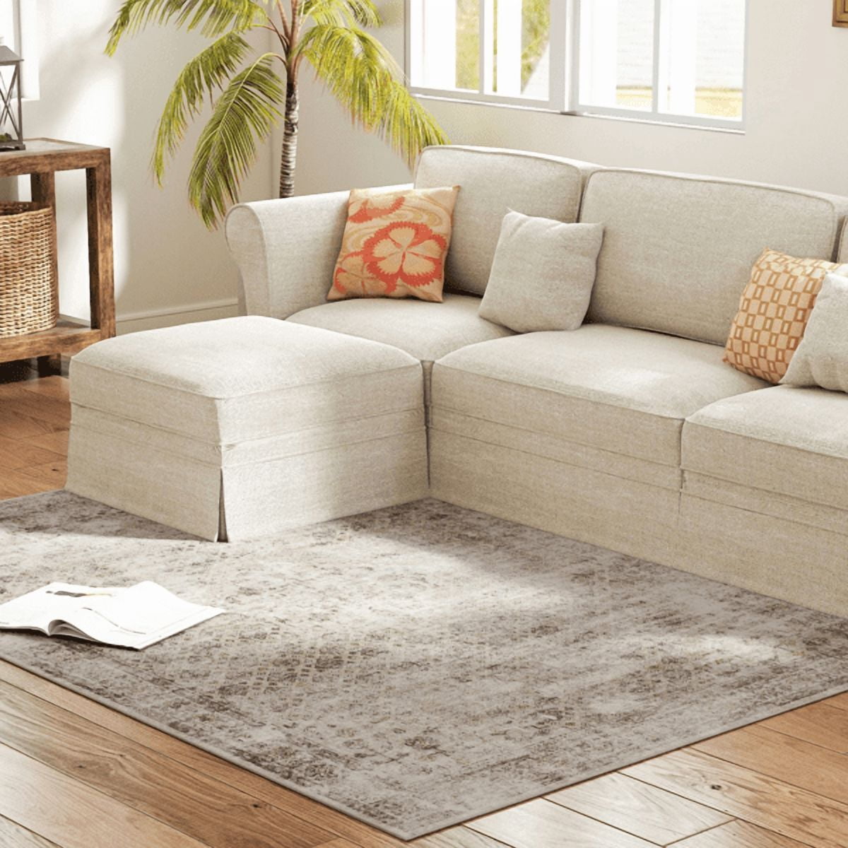 Area Rug 72"x47.6" Chenille Soft Non-Slip TPR Backing Machine Washable Rug for Living Room Bedroom