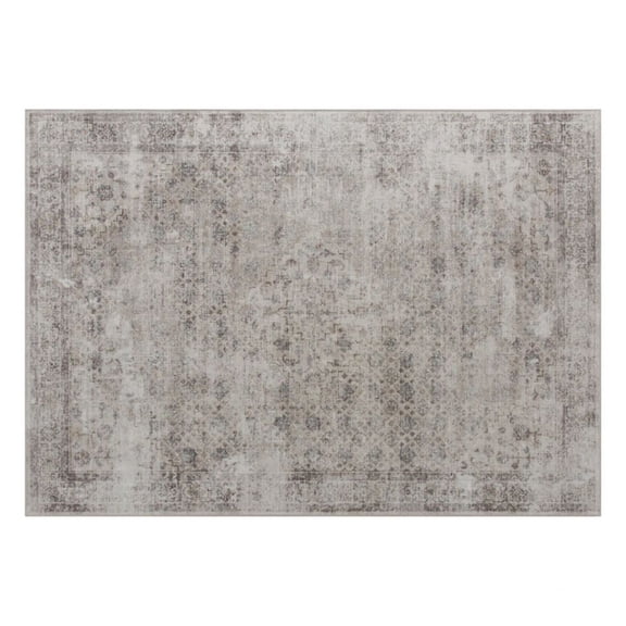 Area Rug 72x48 inch, Light Brown Chenille Carpet for Living Room Bedroom