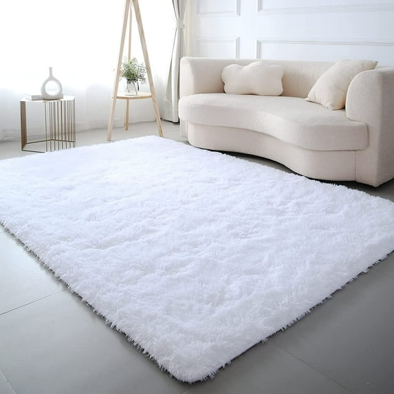 Area Rug 7x10 for Living Room: Grey Area Rug 7 x 10 Carpets for Living Room - Shag Area Rug Modern Indoor Soft Shaggy Fuzzy Floor Carpet for Bedroom(White/7x10Feet)