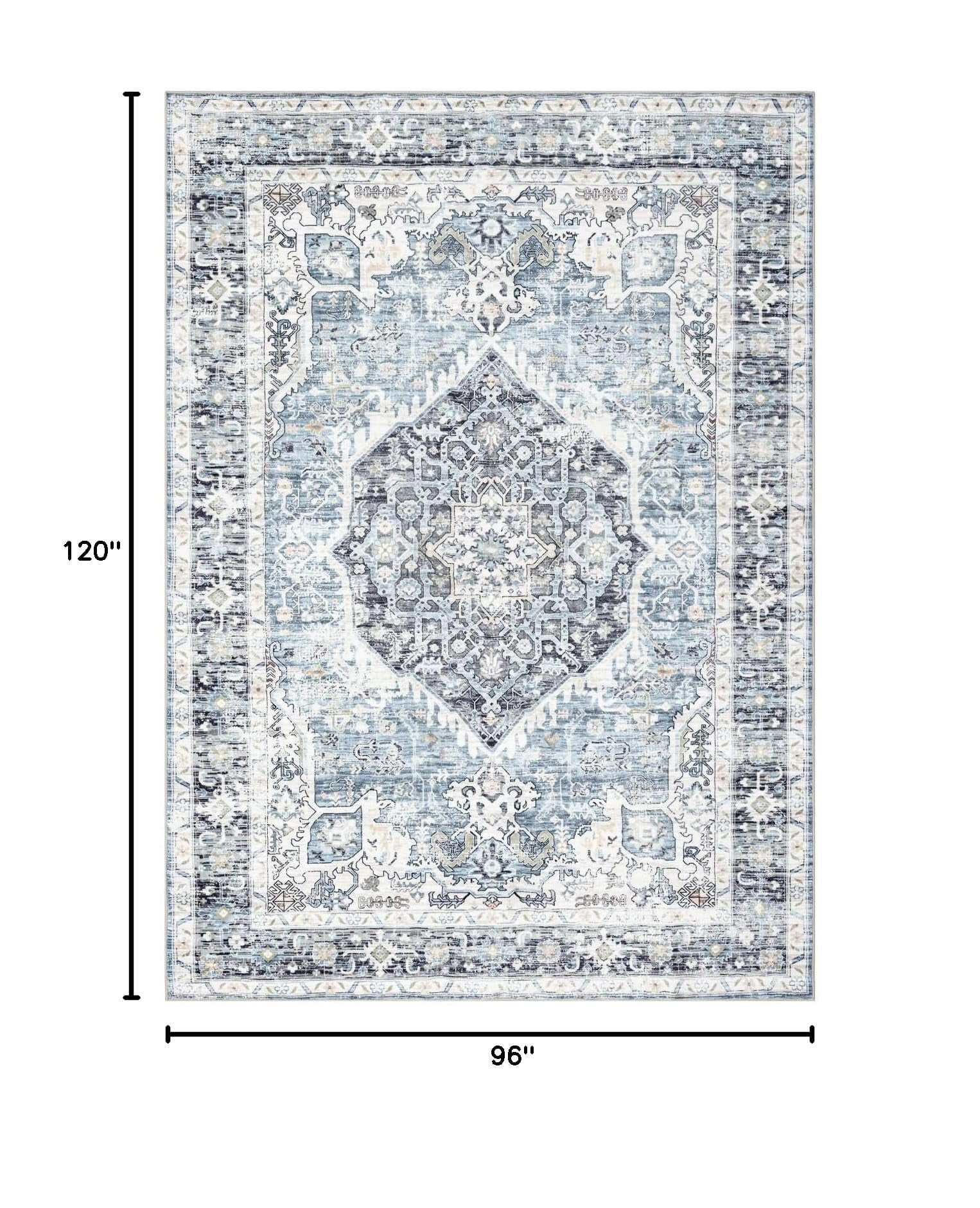 Area Rug 8*10 Large Vintage Boho Ultra-soft Low Pile Washable Non Slip ...